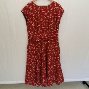 eShakti Red Floral Midi Dress